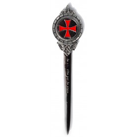 Tagliacarte Templare con fondo nero e croce rossa